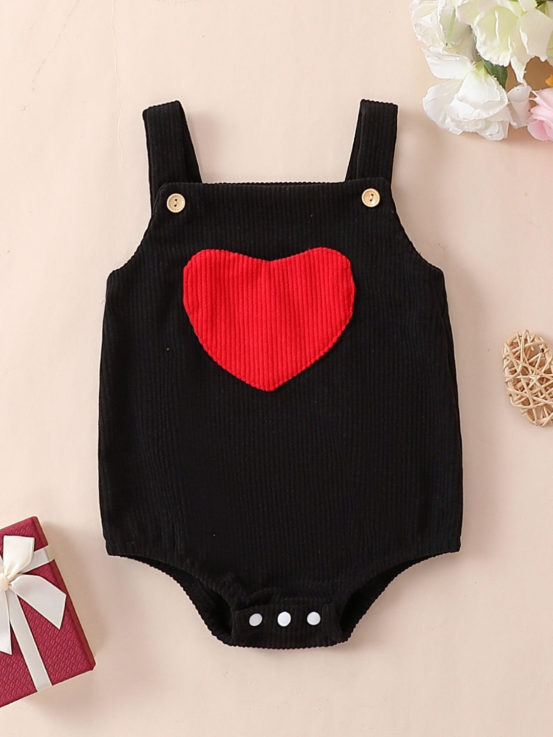 Black Regular Cotton Rompers