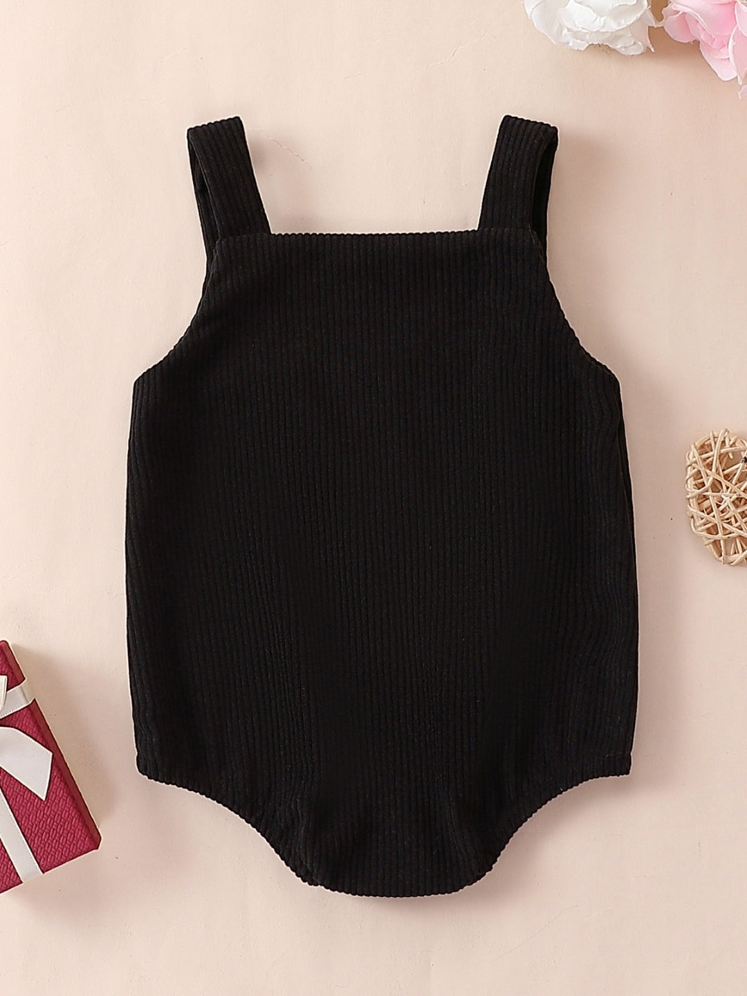 Black Regular Cotton Rompers