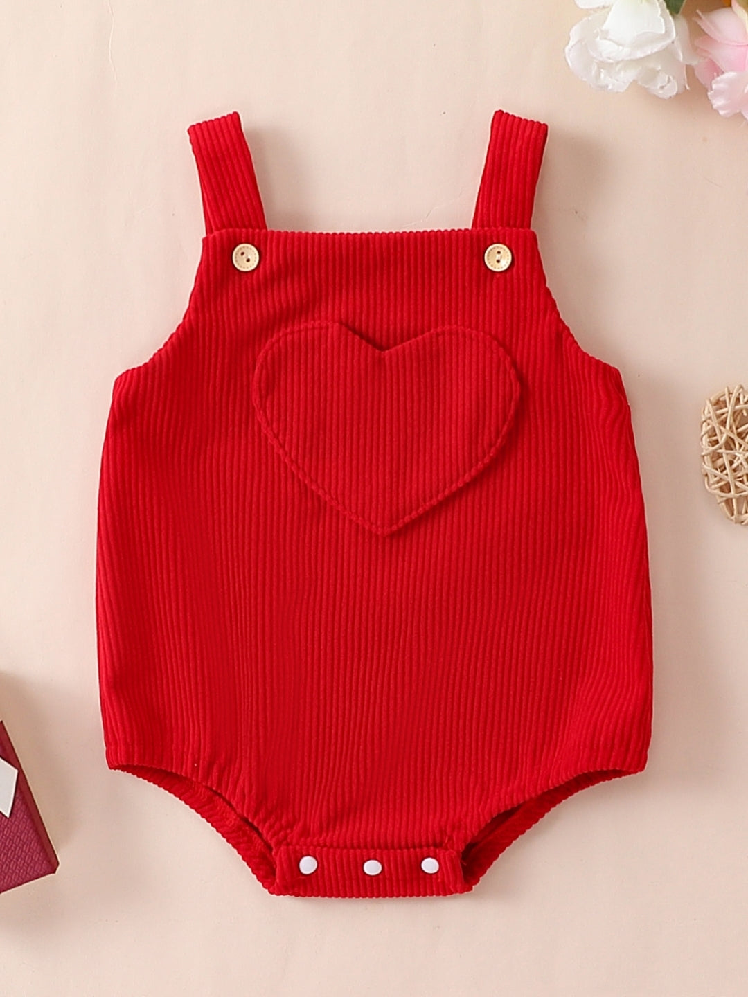 Red Regular Cotton Rompers