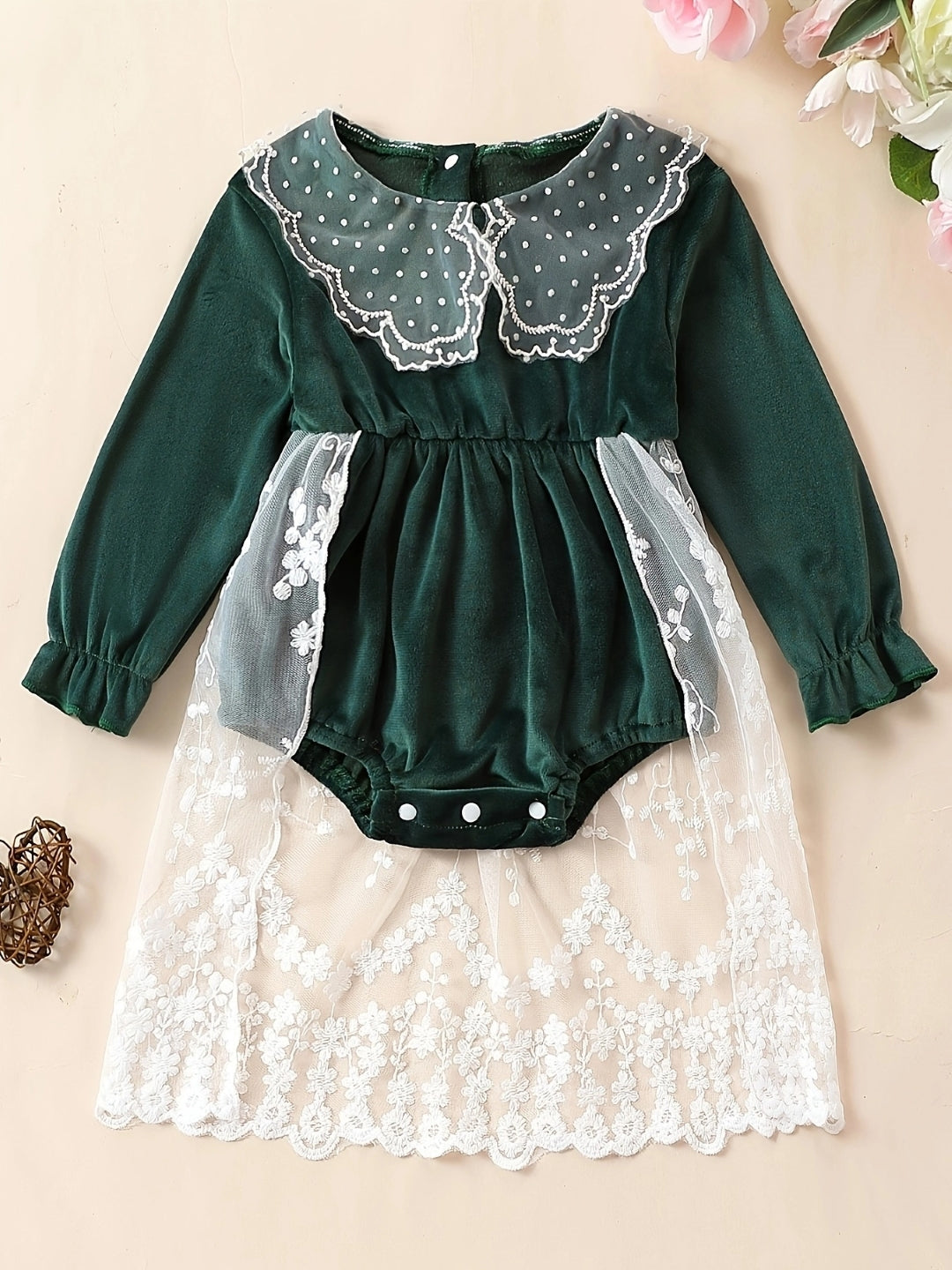 Green Regular Cotton Rompers