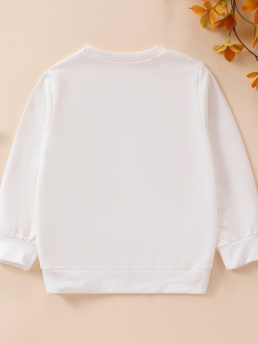 White Round Neck Long Sleeves Printed Cotton Sweatshirt