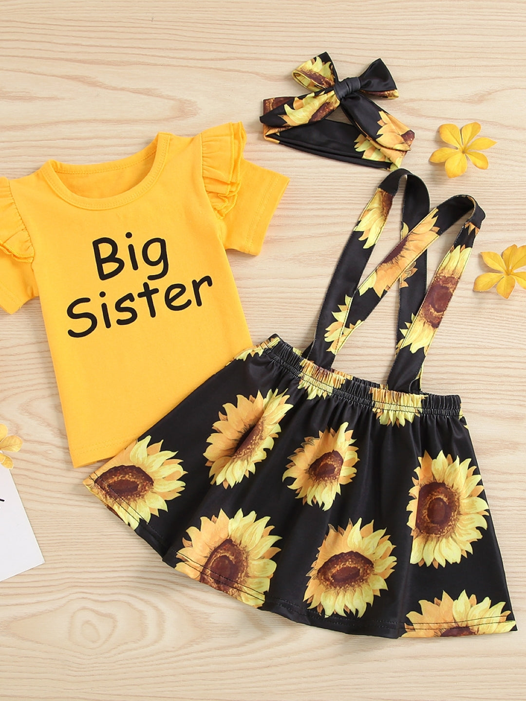 Yellow Round Neck Short Sleeves Pure Cotton Top & Skirt Set