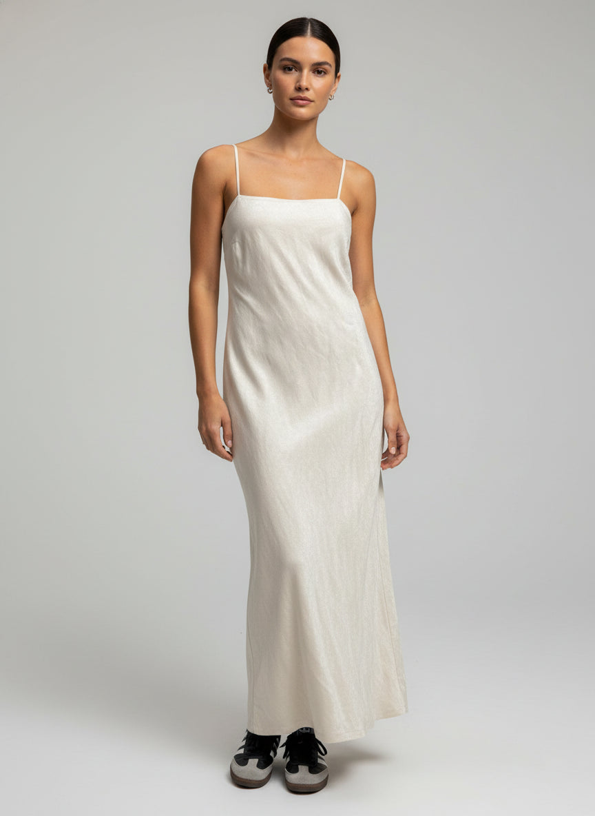 Off White A-Line Maxi Dress