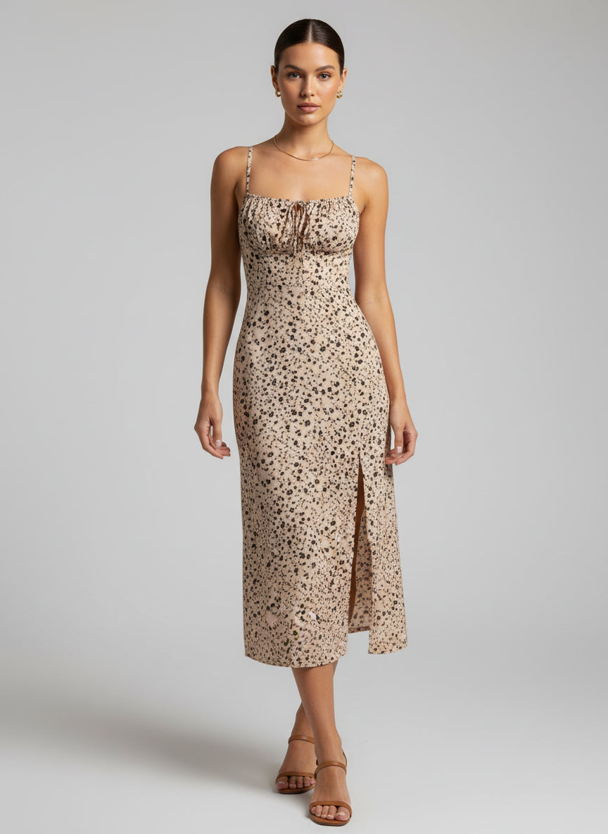 Floral Print Bodycon Midi Dress