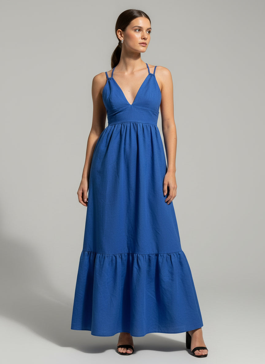 Blue A-Line Maxi Dress