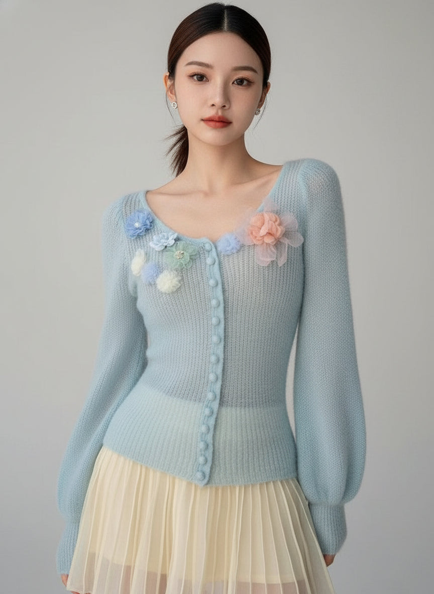 Light Blue Applique Top